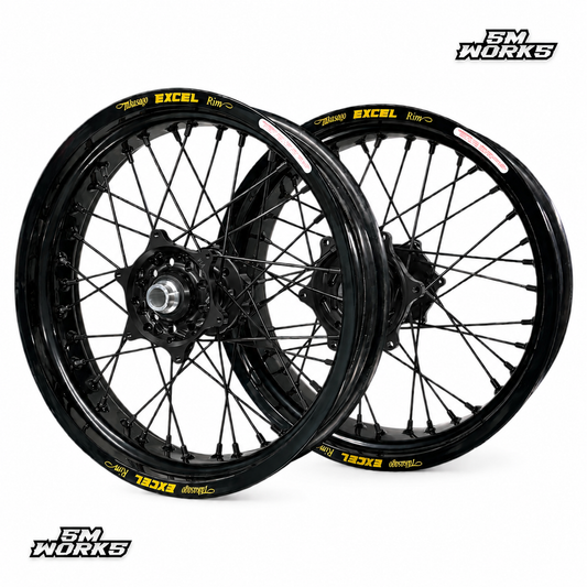 JEU DE JANTES SUPERMOTARD EXCEL [BLACK EDITION]